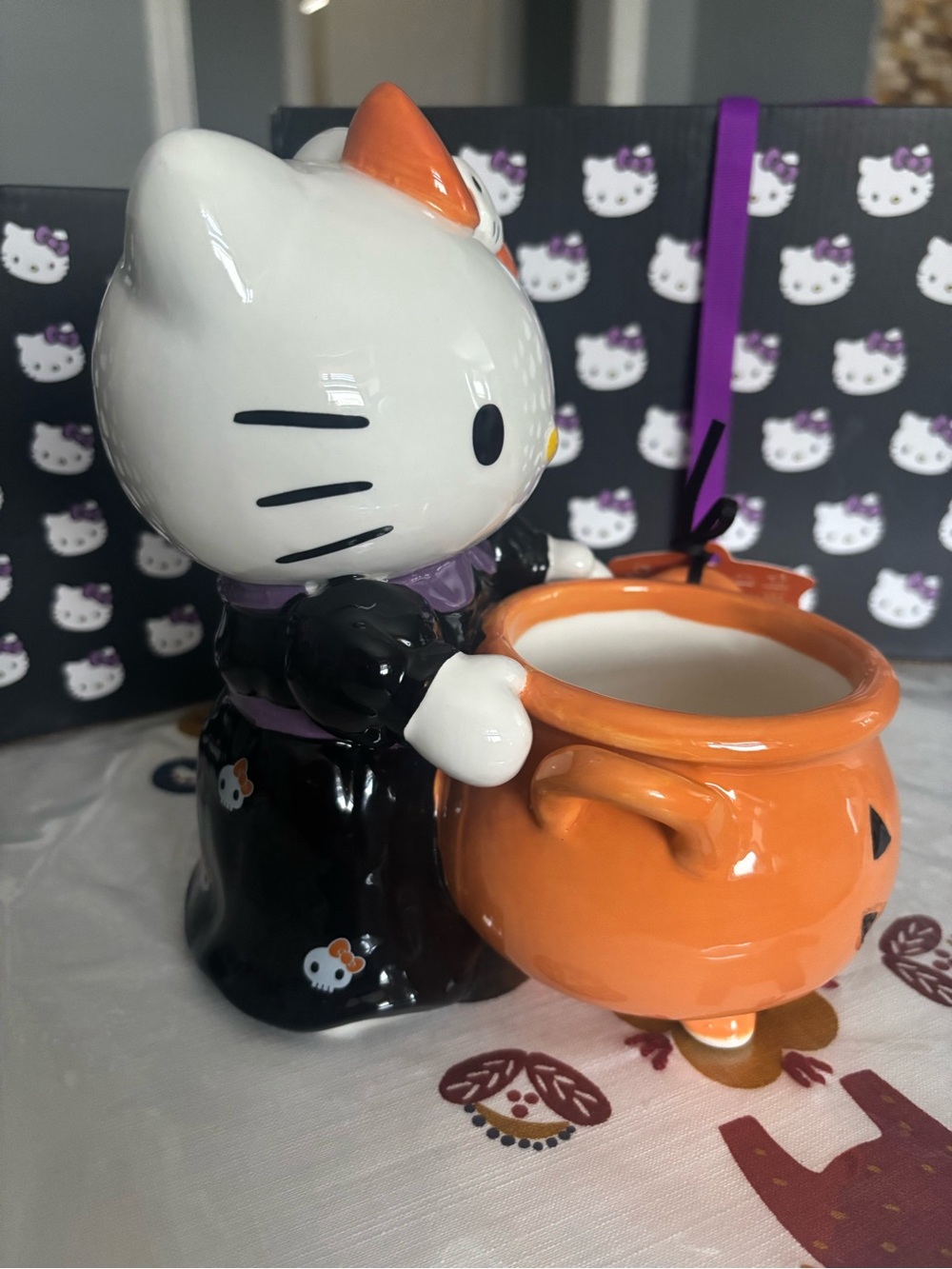 Sanrio Hello Kitty Halloween Pumpkin Treat Holder in Orange and White - Picture 6 of 6